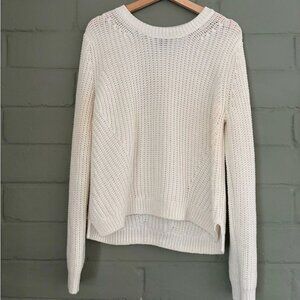 H&M White Chunky Knit Crew Neck Sweater Women’s Size L